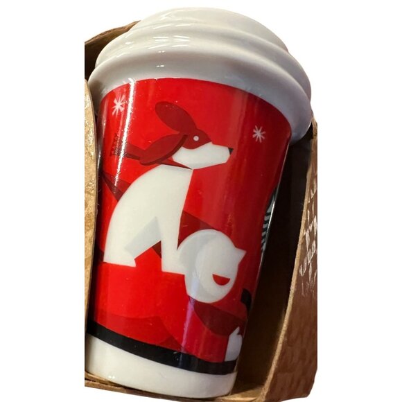 Starbucks Holiday Ceramic Ornament Set of 4 Christmas Coffee To Go Tumblers Coll - Picture 3 of 16